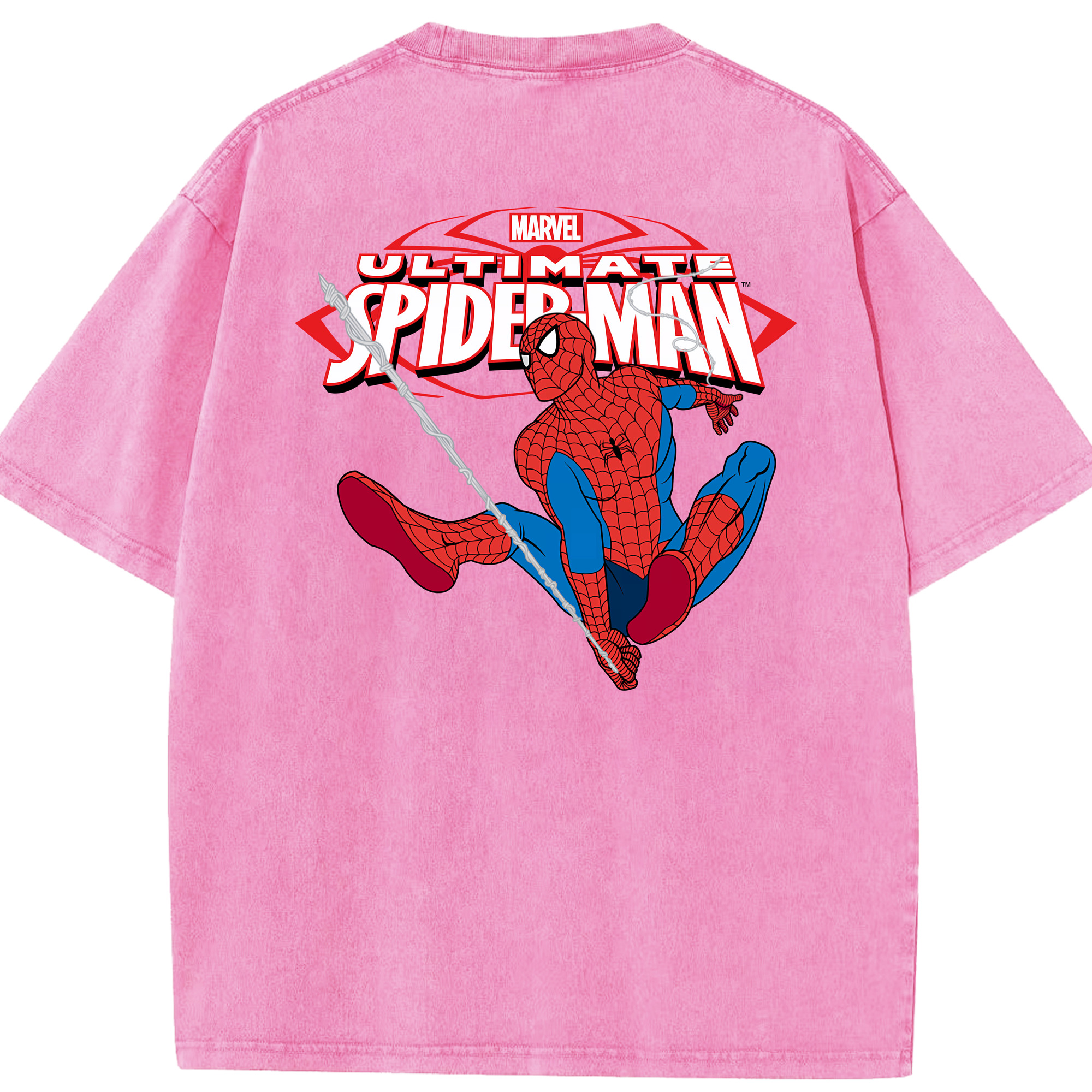 （画像用） Spider Man スパイダーマン 綿100% ヴィンテージ風 半袖Tシャツ（背面プリント）